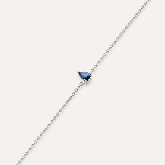 Blake 0.16 CT Pear Cut Sapphire White Gold Bracelet - 5
