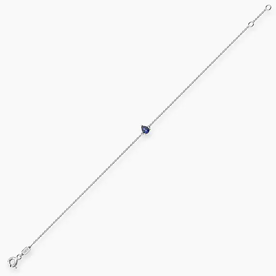 Blake 0.16 CT Pear Cut Sapphire White Gold Bracelet - 5
