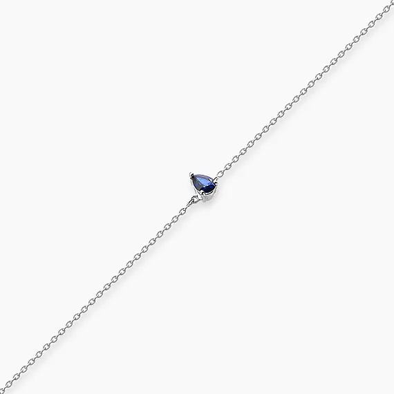 Blake 0.16 CT Pear Cut Sapphire White Gold Bracelet - 4