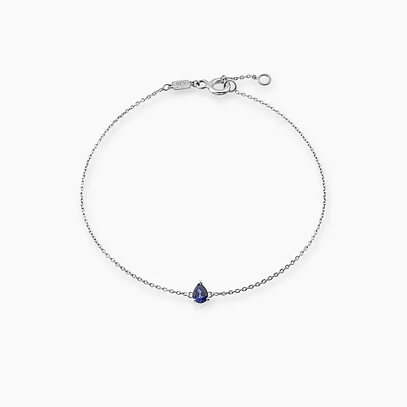 Blake 0.16 CT Pear Cut Sapphire White Gold Bracelet - 1