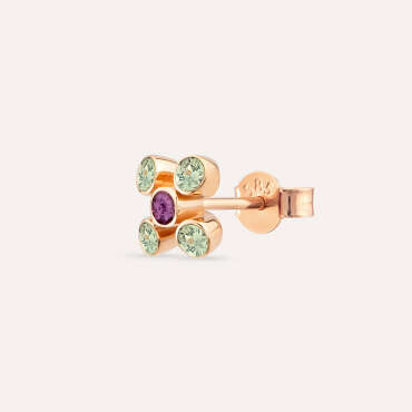Bliss Flo Multicolor Sapphire Rose Gold Mini Earring - Nev Jewellery