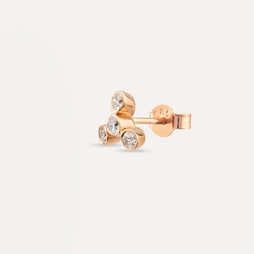 Bliss Four 0.13 CT Diamond Rose Gold Mini Single Earring - Nev Jewellery