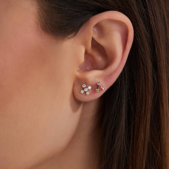 Bliss Four 0.19 CT Green Sapphire and Red Sapphire Mini Single Earring - 3