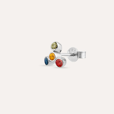 Bliss Four 0.22 CT Multicolor Sapphire White Gold Mini Single Earring - Nev Jewellery