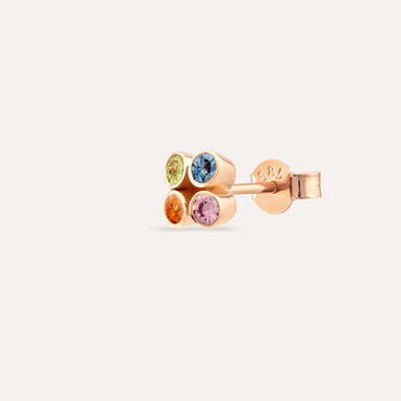 Bliss Frame 0.19 CT Multicolor Sapphire Rose Gold Mini Single Earring - Nev Jewellery