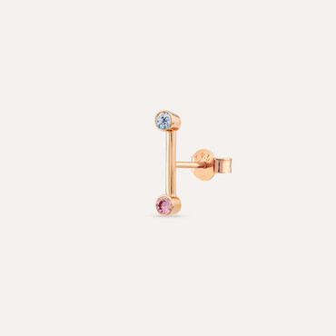 Bliss Line 0.10 CT Pink Sapphire and White Sapphire Mini Single Earring - Nev Jewellery