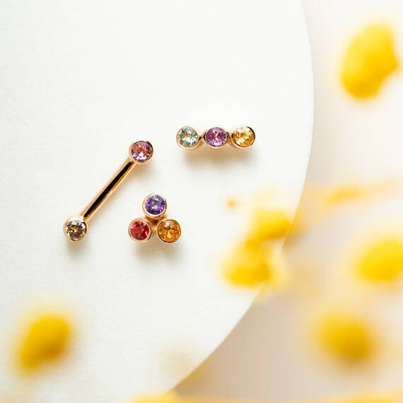 Bliss Line 0.10 CT Pink Sapphire and White Sapphire Mini Single Earring - 2