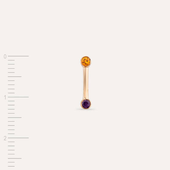 Bliss Line 0.11 CT Orange Sapphire and Pink Sapphire Mini Single Earring - 4