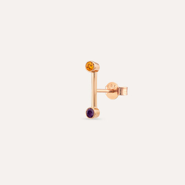 Bliss Line 0.11 CT Orange Sapphire and Pink Sapphire Mini Single Earring - Nev Jewellery