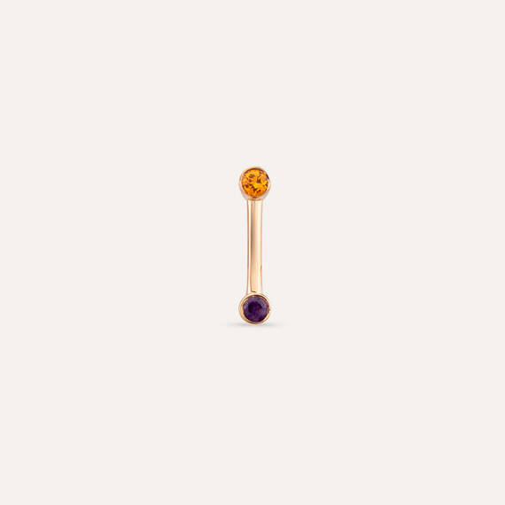 Bliss Line 0.11 CT Orange Sapphire and Pink Sapphire Mini Single Earring - 3