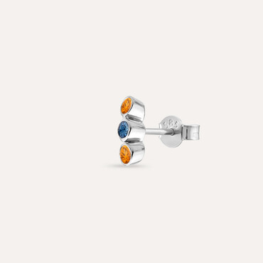 Bliss Three 0.16 CT Orange Sapphire and Blue Sapphire Mini Single Earring - Nev Jewellery
