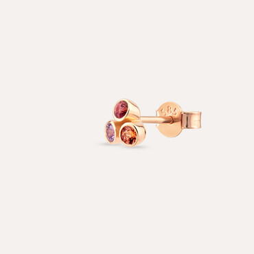 Bliss Triangle 0.15 CT Multicolor Sapphire Rose Gold Mini Single Earring - Nev Jewellery