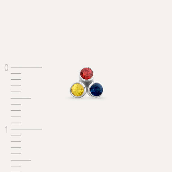 Bliss Triangle 0.15 CT Multicolor Sapphire White Gold Mini Single Earring - 6