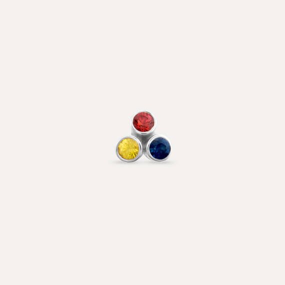 Bliss Triangle 0.15 CT Multicolor Sapphire White Gold Mini Single Earring - 5
