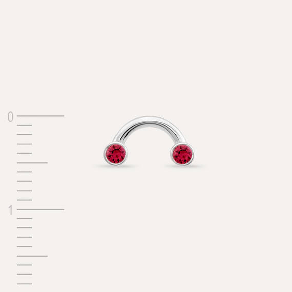 Bliss Two 0.09 CT Red Sapphire White Gold Mini Single Earring - 4