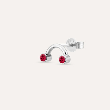 Bliss Two 0.09 CT Red Sapphire White Gold Mini Single Earring - Nev Jewellery