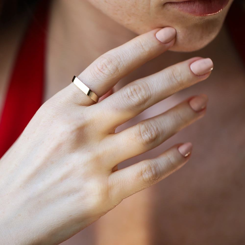 Bloc Yellow Gold Ring - 2