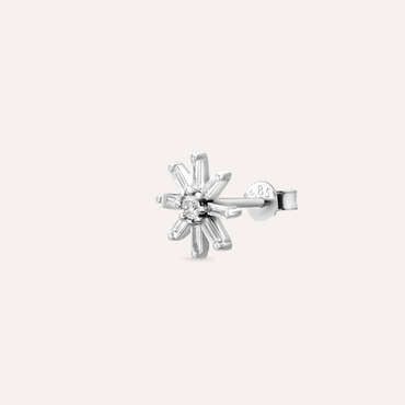 Blossom 0.13 CT Baguette Cut Diamond White Gold Single Earring - Nev Jewellery (1)