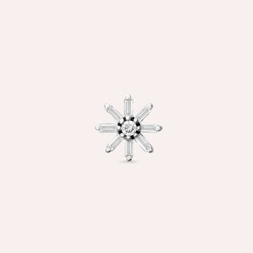 Blossom 0.13 CT Baguette Cut Diamond White Gold Single Earring - Nev Jewellery