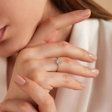 Blossom 0.16 CT Baguette Cut Diamond White Gold Ring - Nev Jewellery (1)