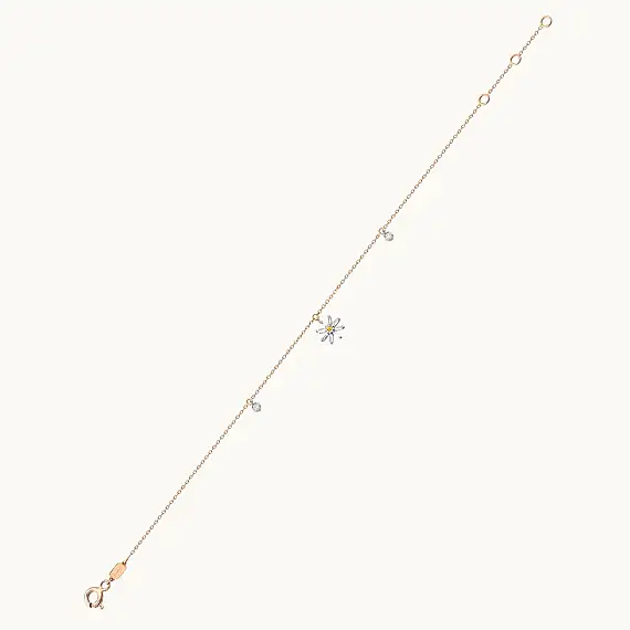 Blossom 0.25 CT Orange Sapphire and Baguette Cut Diamond Rose Gold Anklet - 4