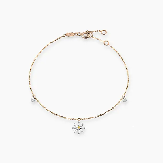 Blossom 0.25 CT Orange Sapphire and Baguette Cut Diamond Rose Gold Anklet - 1