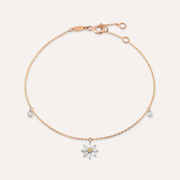 Blossom 0.25 CT Orange Sapphire and Baguette Cut Diamond Rose Gold Anklet - Nev Jewellery