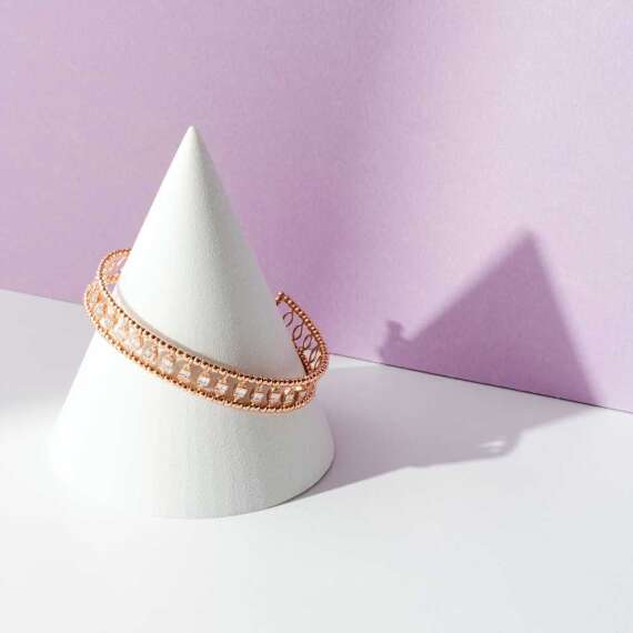 Boho 0.58 CT Baguette Cut Diamond Rose Gold Bracelet - 5