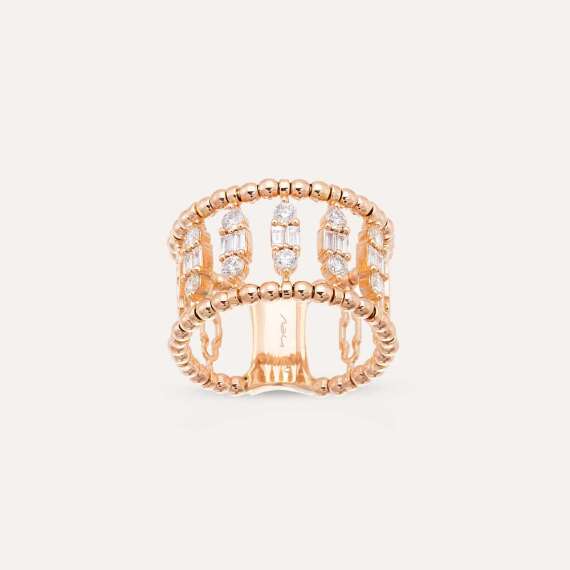 Boho 0.64 CT Baguette Cut Diamond Rose Gold Eternity Ring - 2