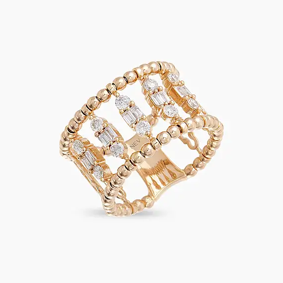 Boho 0.64 CT Baguette Cut Diamond Rose Gold Eternity Ring - 5