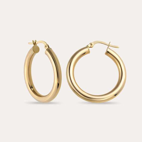 Bold Jr. Yellow Gold Hoop Earring - 3