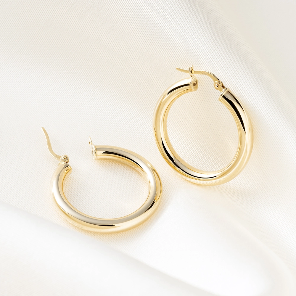 Bold Jr. Yellow Gold Hoop Earring - 1