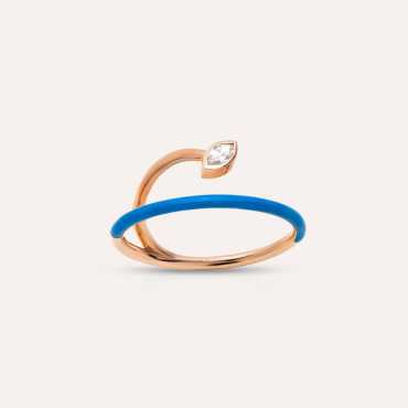 Bolit 0.14 CT Marquise Cut Diamond Blue Enamel Ring - Nev Jewellery