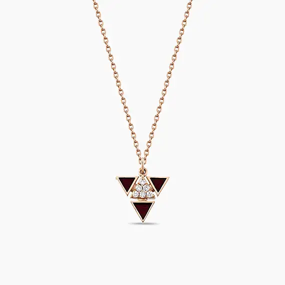 Boson 0.07 CT Diamond and Burgundy Enamel Pendant - 1