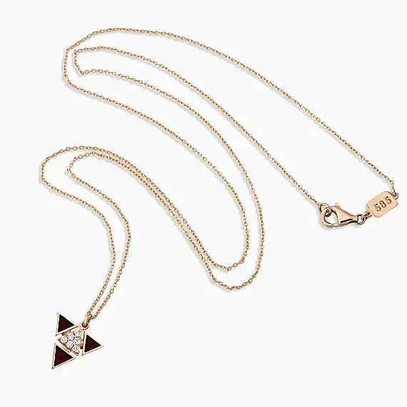 Boson 0.07 CT Diamond and Burgundy Enamel Pendant - 3