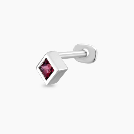 Box Red Sapphire White Gold Piercing - Nev Jewellery