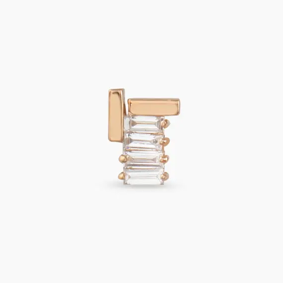 Brick Baguette Cut Diamond Rose Gold Piercing - 3