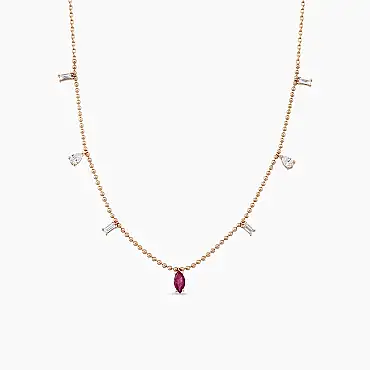Bruna 0.61 CT Ruby and Diamond Rose Gold Necklace - Nev Jewellery (1)