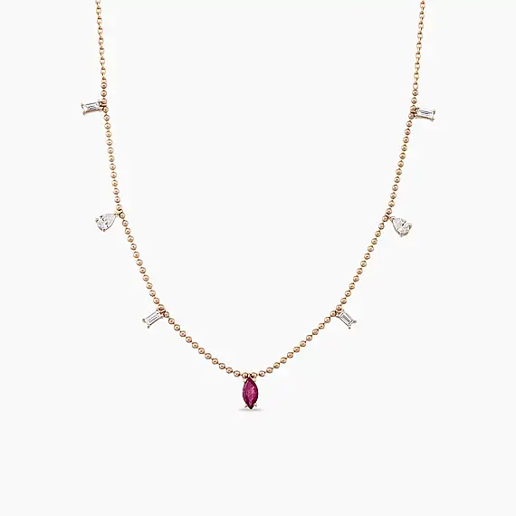 Bruna 0.61 CT Ruby and Diamond Rose Gold Necklace - 2