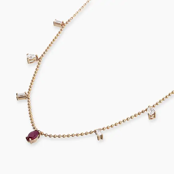 Bruna 0.61 CT Ruby and Diamond Rose Gold Necklace - 3