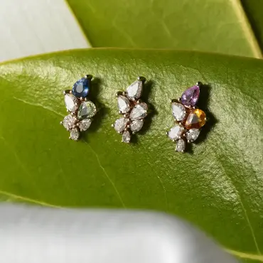 Bunch 0.52 CT Multicolor Sapphire and Diamond Rose Gold Piercing - Nev Jewellery (1)