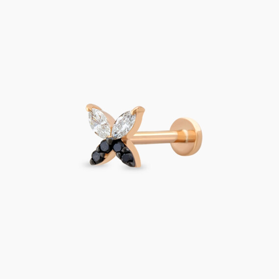 Butterfly Black Diamond and Marquise Cut Diamond Piercing - Nev Jewellery