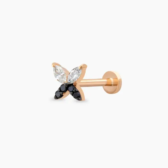 Butterfly Black Diamond and Marquise Cut Diamond Piercing - 1
