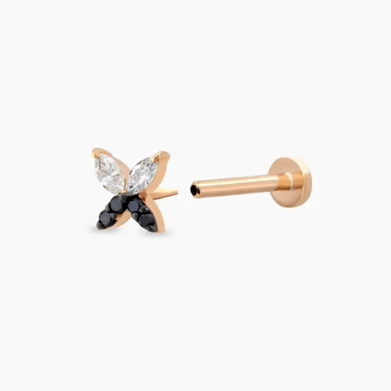 Butterfly Black Diamond and Marquise Cut Diamond Piercing - 4