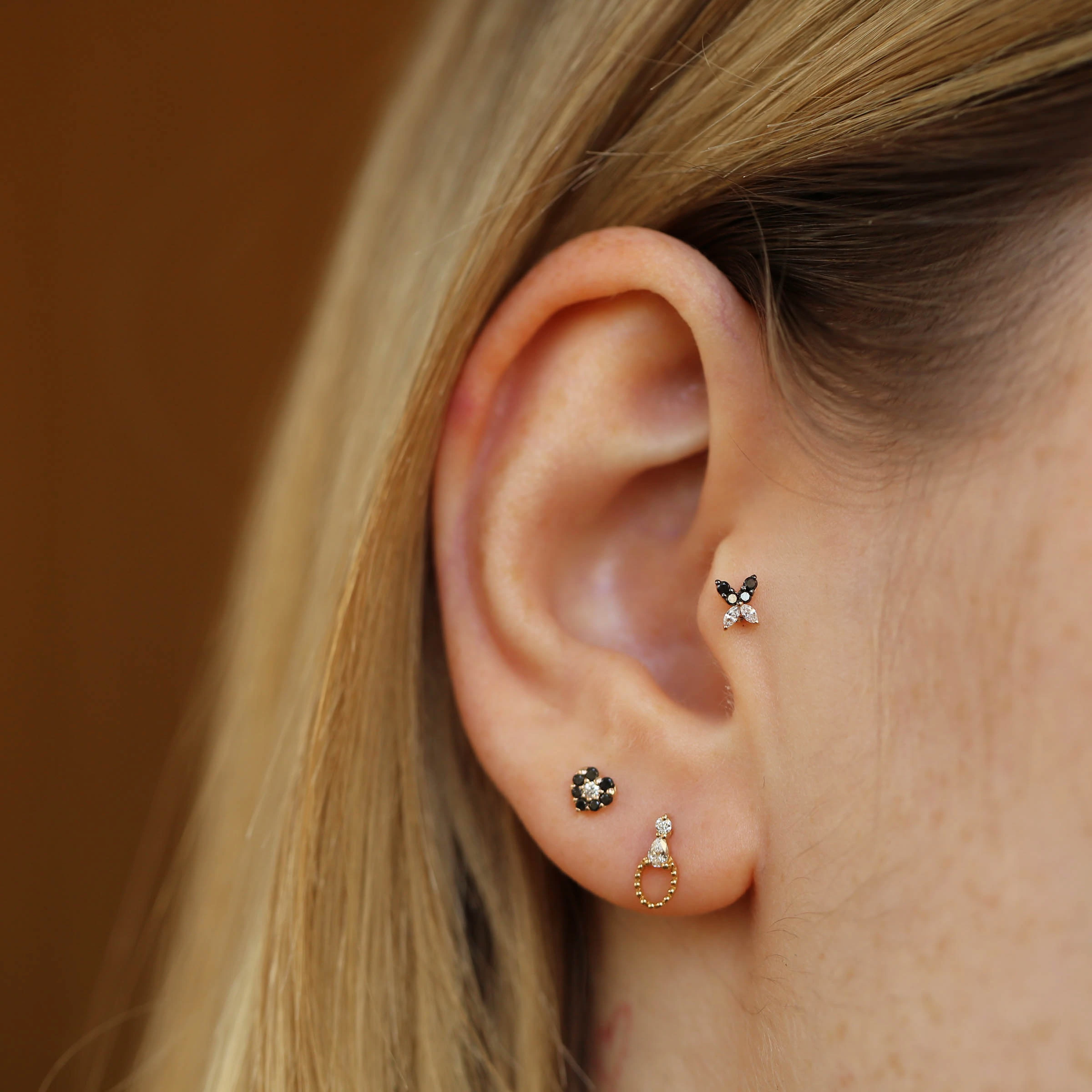 Butterfly Black Diamond Rose Gold Piercing - Nev Jewellery (1)