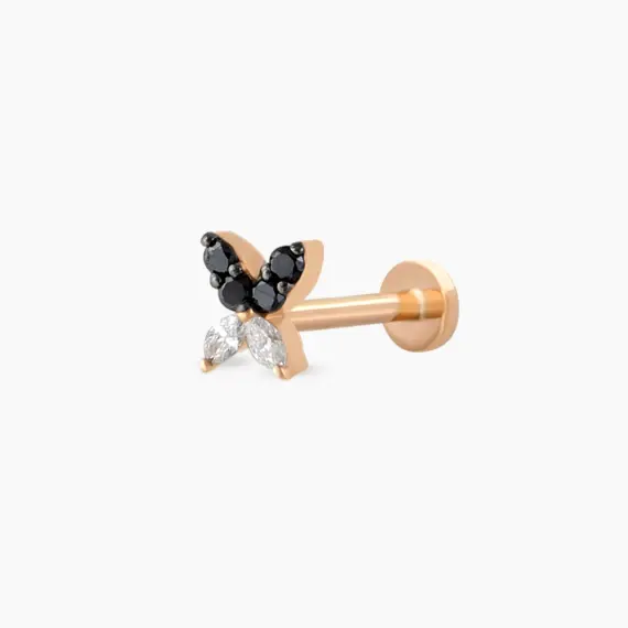 Butterfly Black Diamond Rose Gold Piercing - 1