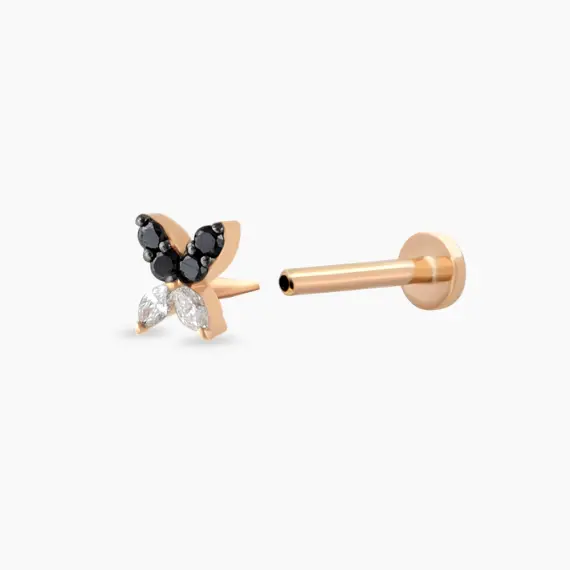 Butterfly Black Diamond Rose Gold Piercing - 4