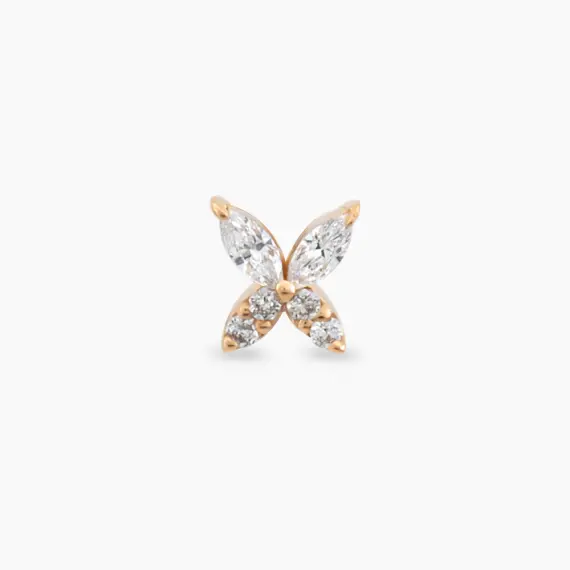 Butterfly Marquise Cut Diamond Rose Gold Piercing - 4