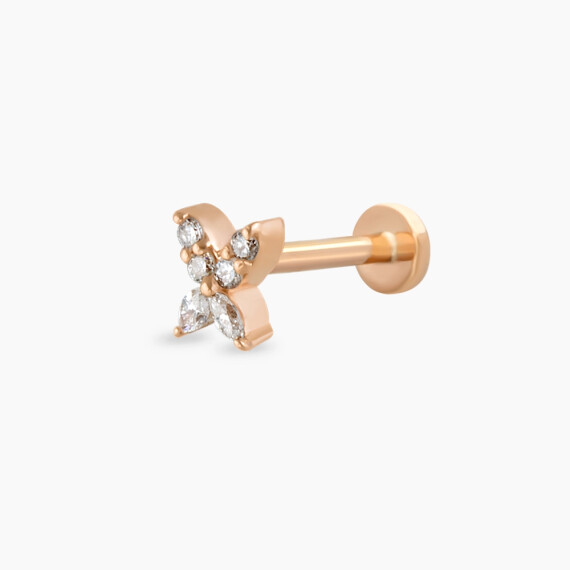 Butterfly Mini Marquise Cut Diamond Rose Gold Piercing - Nev Jewellery