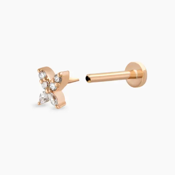 Butterfly Mini Marquise Cut Diamond Rose Gold Piercing - 4
